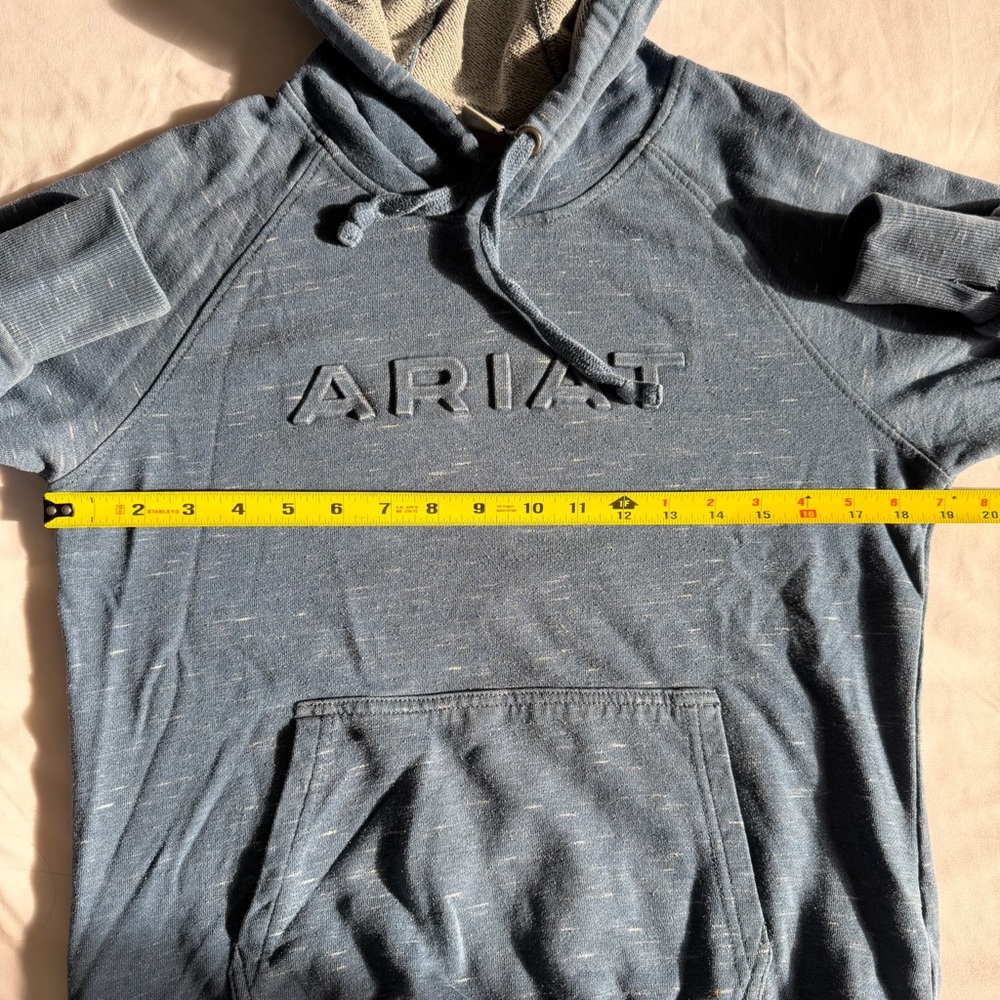 Ariat REAL Logo French Terry Heathered Blue Hoodie Sweatshirt - Picture 15 of 15